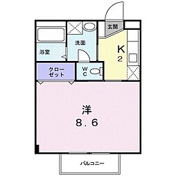 サニー徳重 1Kの間取図画像
