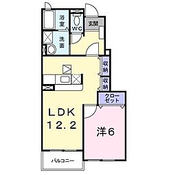 アクティフ　ジェルメI 1階1LDKの間取り