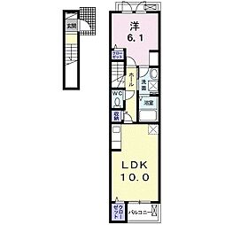 アジュールパル 1LDKの間取図画像