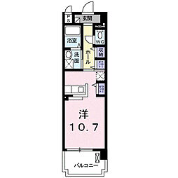 八反丸ビルII 4階ワンルームの間取り
