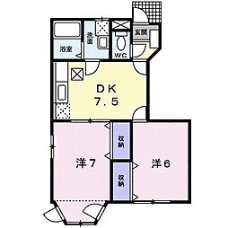 フォンテーヌS 2DKの間取図画像