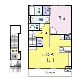 カーサセレーノ 1LDKの間取図画像