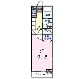 ヴェルオーブ 1Kの間取図画像