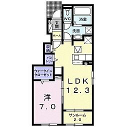 パルフェットガブリエル 1LDKの間取図画像