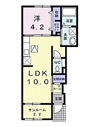 ヴィラサルビア 1LDKの間取図画像