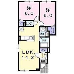 YHアジュール2 2LDKの間取図画像