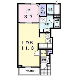 ルネ　ウィンク 1階1LDKの間取り