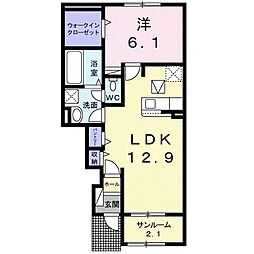 ミ・リブロ堅田 1LDKの間取図画像