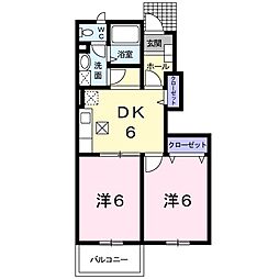 グランデ・パインヒルズB 2DKの間取図画像