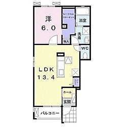 グリーン・アモール2 1LDKの間取図画像