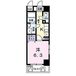 ケン・オークニ 1Kの間取図画像