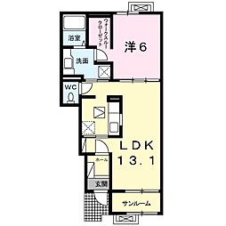 リブ・ルーチェ 1階1LDKの間取り