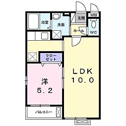 フルーリール 1LDKの間取図画像