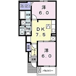 セントラル・エイトA 2DKの間取図画像