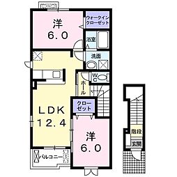 アルカンシェルＣ 2階2LDKの間取り