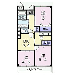 メゾン辻ケ花 3DKの間取図画像