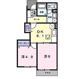 ブリッサヒル 2DKの間取図画像