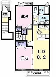 ギャラクシー1 2LDKの間取図画像