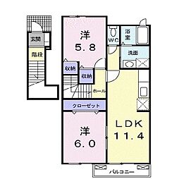 クラールD 2LDKの間取図画像
