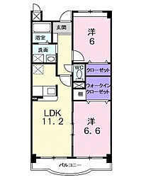 グランディ東所沢 2LDKの間取図画像