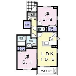 ヴァン・ヴェール4 2LDKの間取図画像