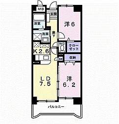 ボヌール綾の杜 2LDKの間取図画像
