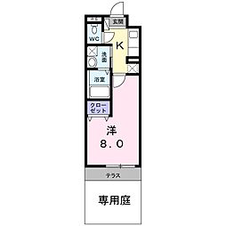 プランドール幸 1Kの間取図画像
