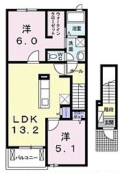 ラポームメゾン5 2LDKの間取図画像