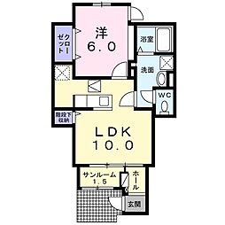 ボンボヌール鶴見緑地 1LDKの間取図画像