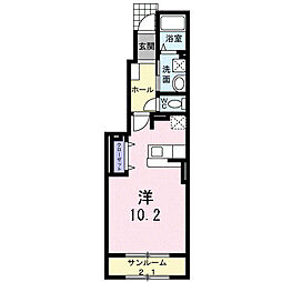 グリーンリーフ小山A 1Kの間取図画像