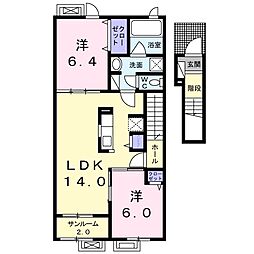 アルモニーA 2LDKの間取図画像