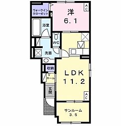 アール・グランディ1 1LDKの間取図画像