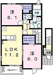 フローラボニータ 2LDKの間取図画像
