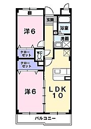 カーサ・プラシード1 2LDKの間取図画像