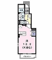 リッチリバー館 1階ワンルームの間取り