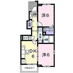 ジェルメ47C 2DKの間取図画像