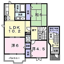 ヴィラ　カリョウビンガΒ 2階3LDKの間取り