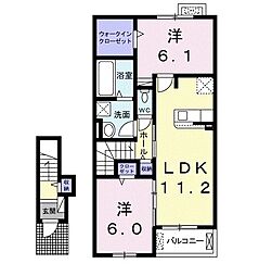 カーサ・セントロ 2LDKの間取図画像