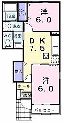 サニーレジデンス・ナナB 2DKの間取図画像