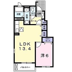 メゾンド・プラシード　Ａ 1階1LDKの間取り