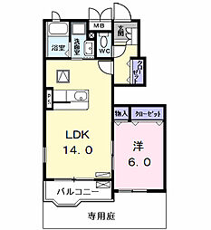 カルム錦 1階1LDKの間取り