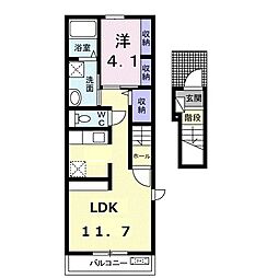 オブリガード 1LDKの間取図画像