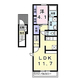 ナバール下松A 1LDKの間取図画像
