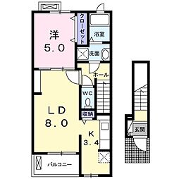 メゾンヴァンベール 1LDKの間取図画像