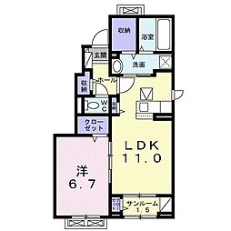 プロムナード　公文名Ａ 1階1LDKの間取り