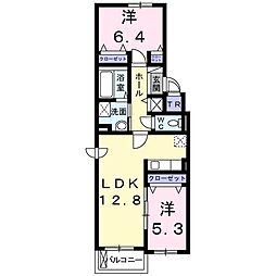 ミカーレ・デュオ 3階2LDKの間取り