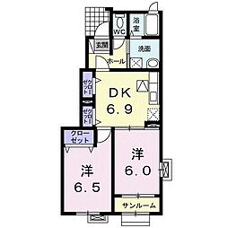 Ｉ・Ｔ　II棟 1階2DKの間取り