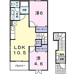 ピーコックＹ 2階2LDKの間取り