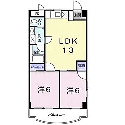 メゾントクツネ 2LDKの間取図画像