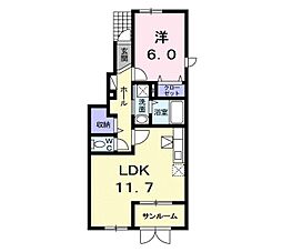 カレント2 1LDKの間取図画像